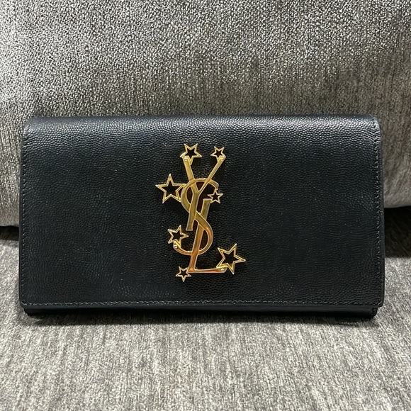 YVES SAINT LAURENT Grain De Poudre Star Studded Monogram Wallet in Black - Picture 4 of 16
